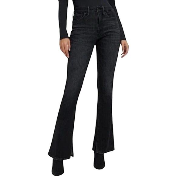 NWT Good American Good Classic Black Split Hem Bootcut Jeans Size 22 Retail $145 - Picture 4 of 8